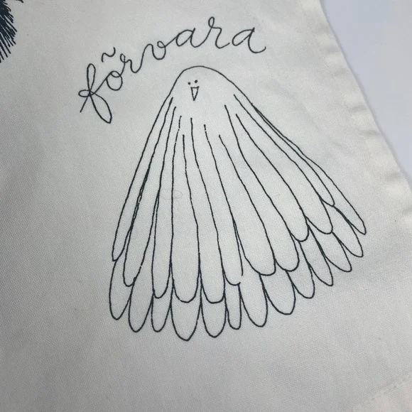 IKEA Tea Towel Quirky Illustration Bird Creatures Print White Black Oppna Stanga - Picture 5 of 12